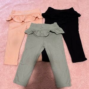 Stylish Kids Ruffle Leggings - Black, Green, and Pink